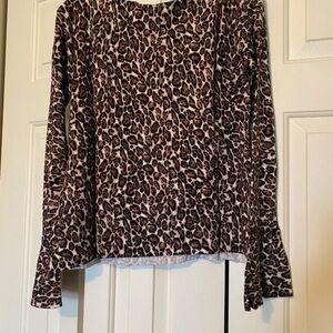 White House Black Market Leopard Print Long Sleeve Top